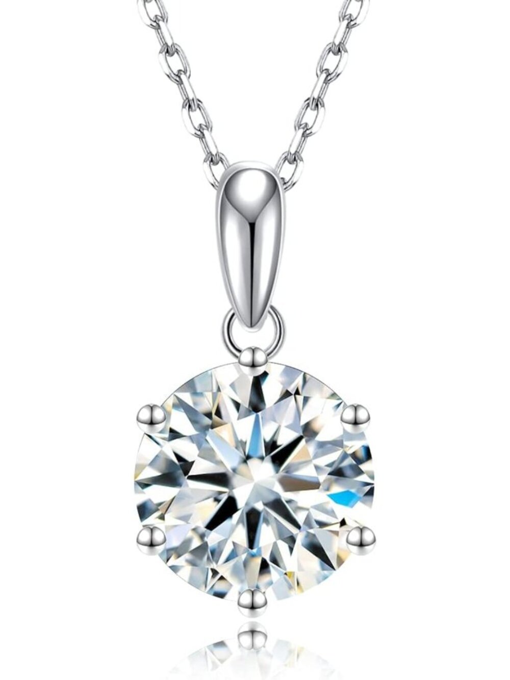 Stunning Moissanite Pendant Necklace for Women, 1-5CT White Gold Plated S925